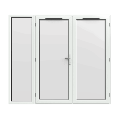 2390mm x 2090mm - White uPVC French Doors with Wide Side Panel
