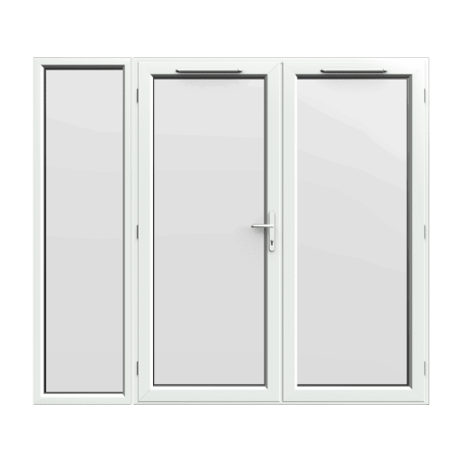 2390mm x 2090mm - White uPVC French Doors with Wide Side Panel