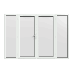 2990mm x 2090mm - White uPVC French Doors with Wide Side Panels