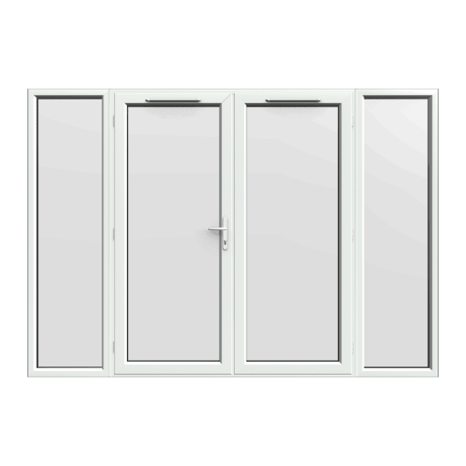 2990mm x 2090mm - White uPVC French Doors with Wide Side Panels