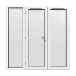 2090mm x 2090mm - White uPVC French Doors with wide Side Panel