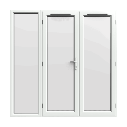 2090mm x 2090mm - White uPVC French Doors with wide Side Panel