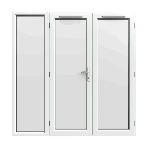 2090mm x 2090mm - White uPVC French Doors with wide Side Panel