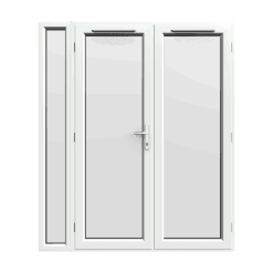1790mm x 2090mm - White uPVC French Doors with Narrow Side Panel