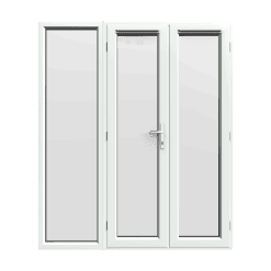 1790mm x 2090mm - White uPVC French Doors with Wide Side Panel