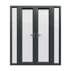 1790mm x 2090mm - Grey-on-White French Doors with Narrow Side Panels