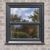 Anthracite Grey uPVC sliding sash window fitted in a brick house