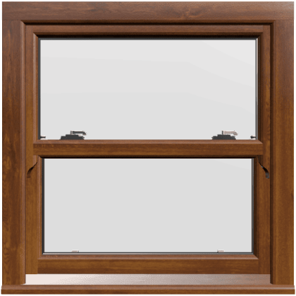 uPVC Golden Oak Sliding Sash Window - Build Your Own